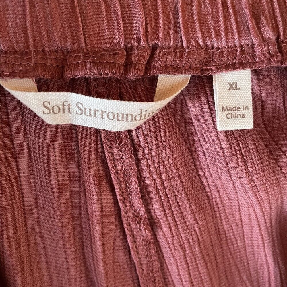 Soft Surroundings Womens Lumi Pant XL Marsala Rose Pink Pull On Textured Satin - Picture 7 of 8